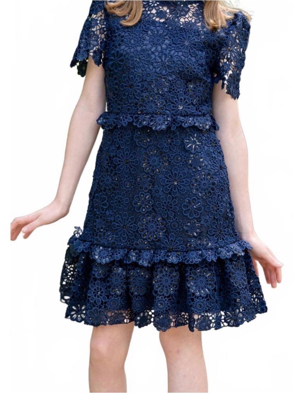 Marlo Kids Audrey Lace Dress size 13/14 NWT Navy Blue